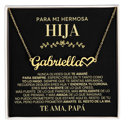 Para Mi Hermosa Hija Cadena Corazón Nombre Personalizable | NNHCSPD100
