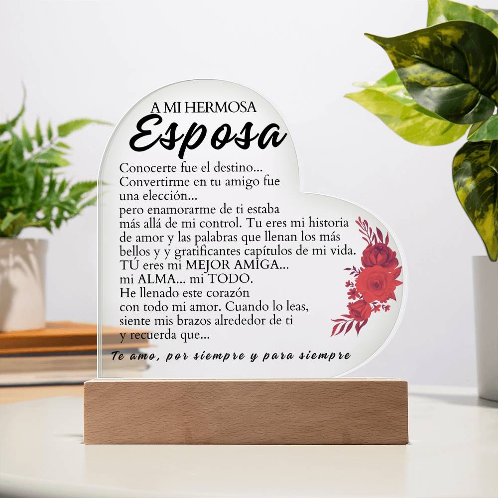 A Mi Hermosa Esposa Placa Acrílico Personalizable - HAPSPW101