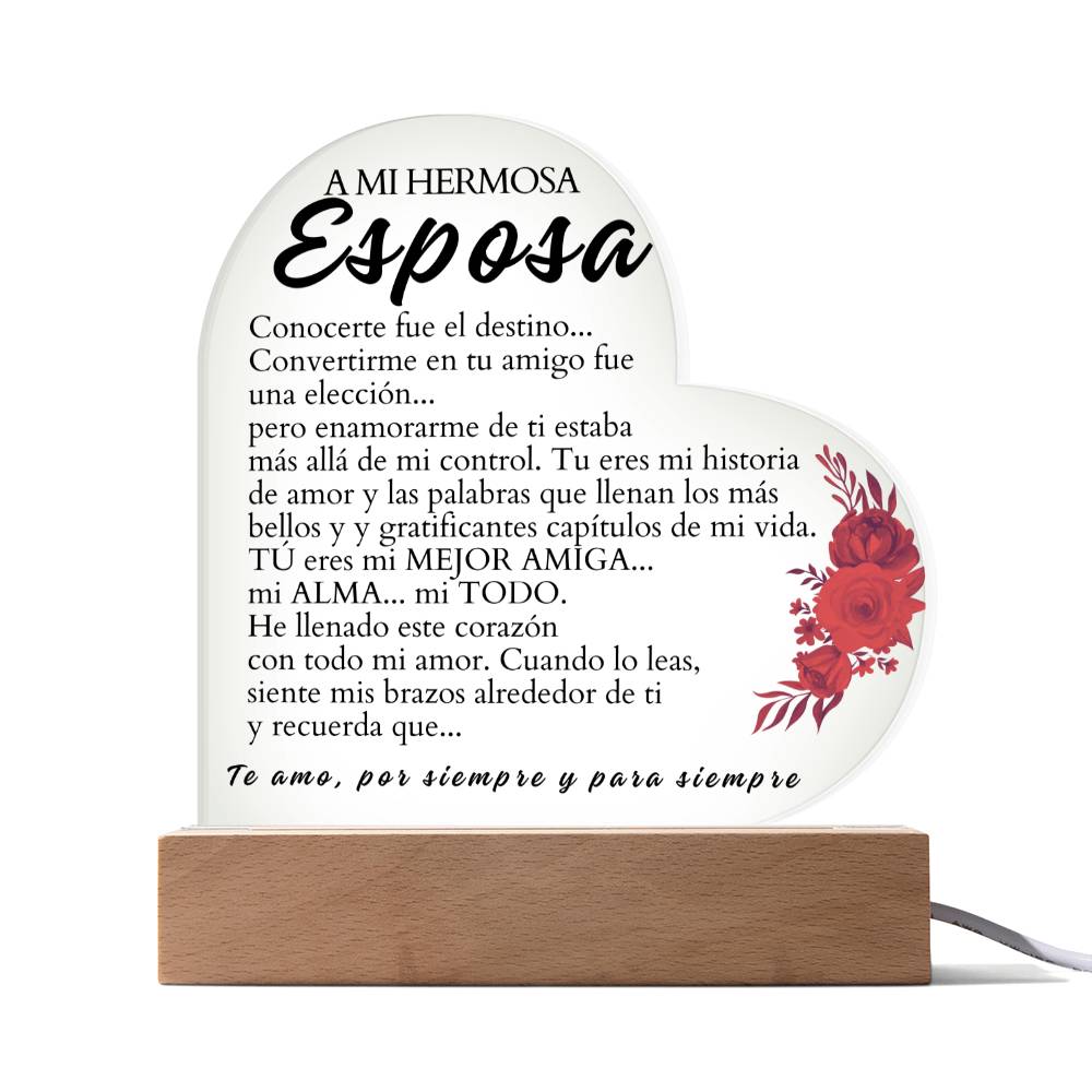 A Mi Hermosa Esposa Placa Acrílico Personalizable - HAPSPW101