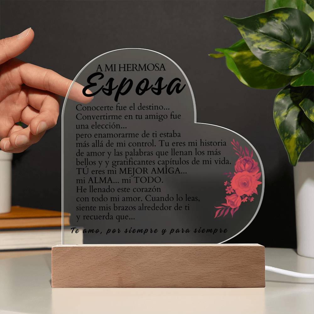 A Mi Hermosa Esposa Placa Acrílico Personalizable - HAPSPW101