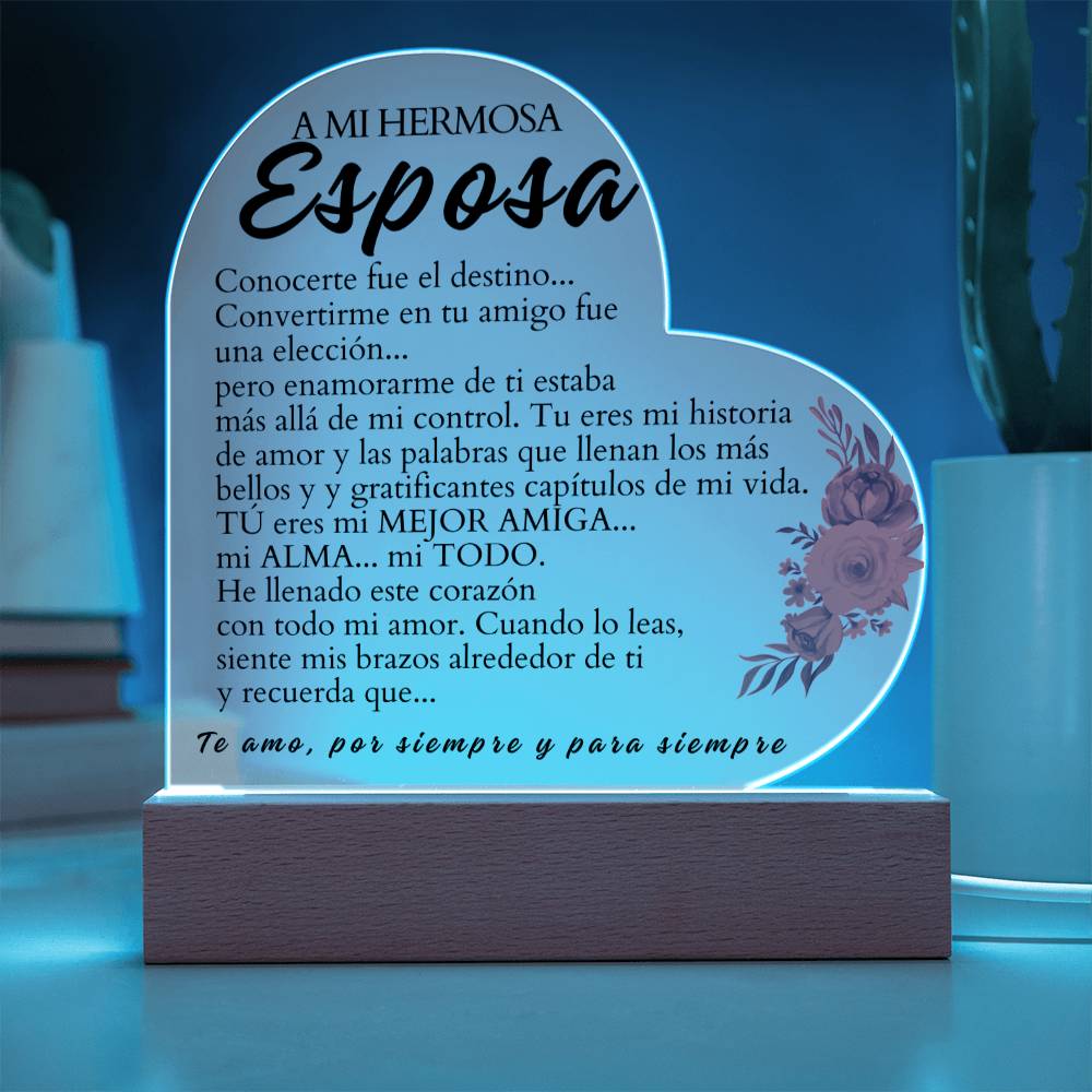 A Mi Hermosa Esposa Placa Acrílico Personalizable - HAPSPW101