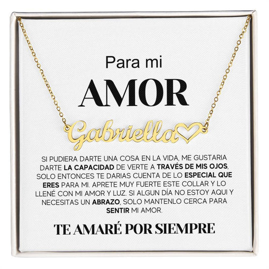 Para Mi Amor Cadena Con Corazón Nombre Personalizable | NNHCSPSM103