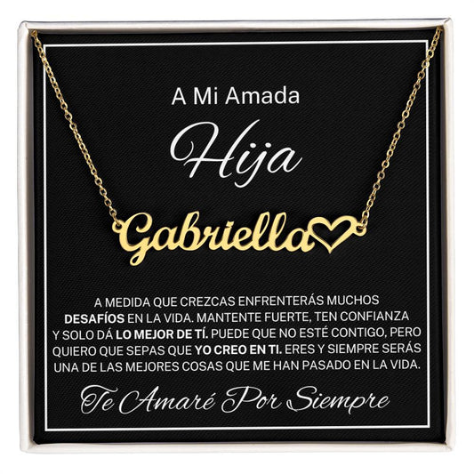 A Mi Amada Hija Cadena Corazón Nombre Personalizable | NNHCSPD104B