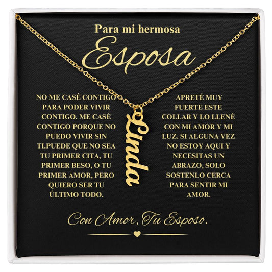 Para Mi Hermosa Esposa Cadena Nombre Personalizable | VNNSPW101