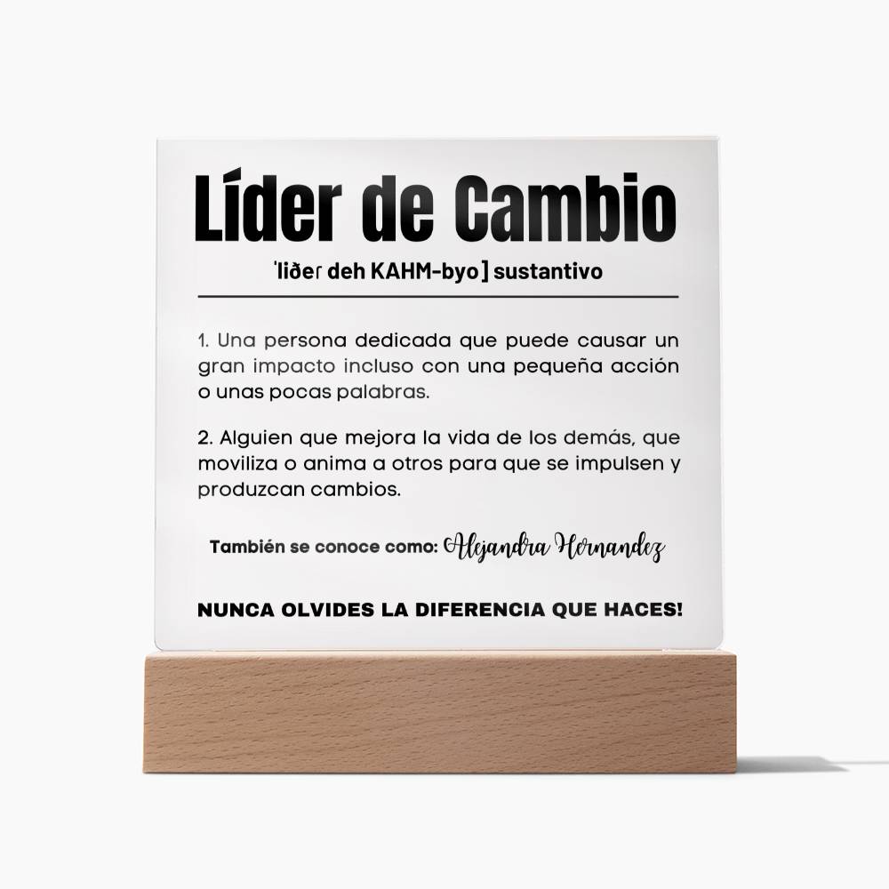 Placa Acrílico Personalizable Líder De Cambio | Compañero, Compañera De Trabajo - SAPSPCW100