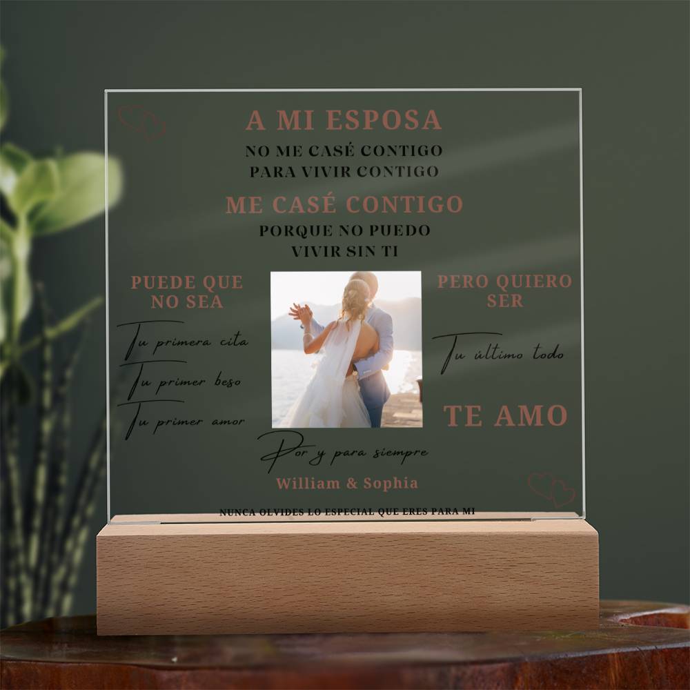 A Mi Esposa Placa Acrílico Personalizable - SAPSPW100