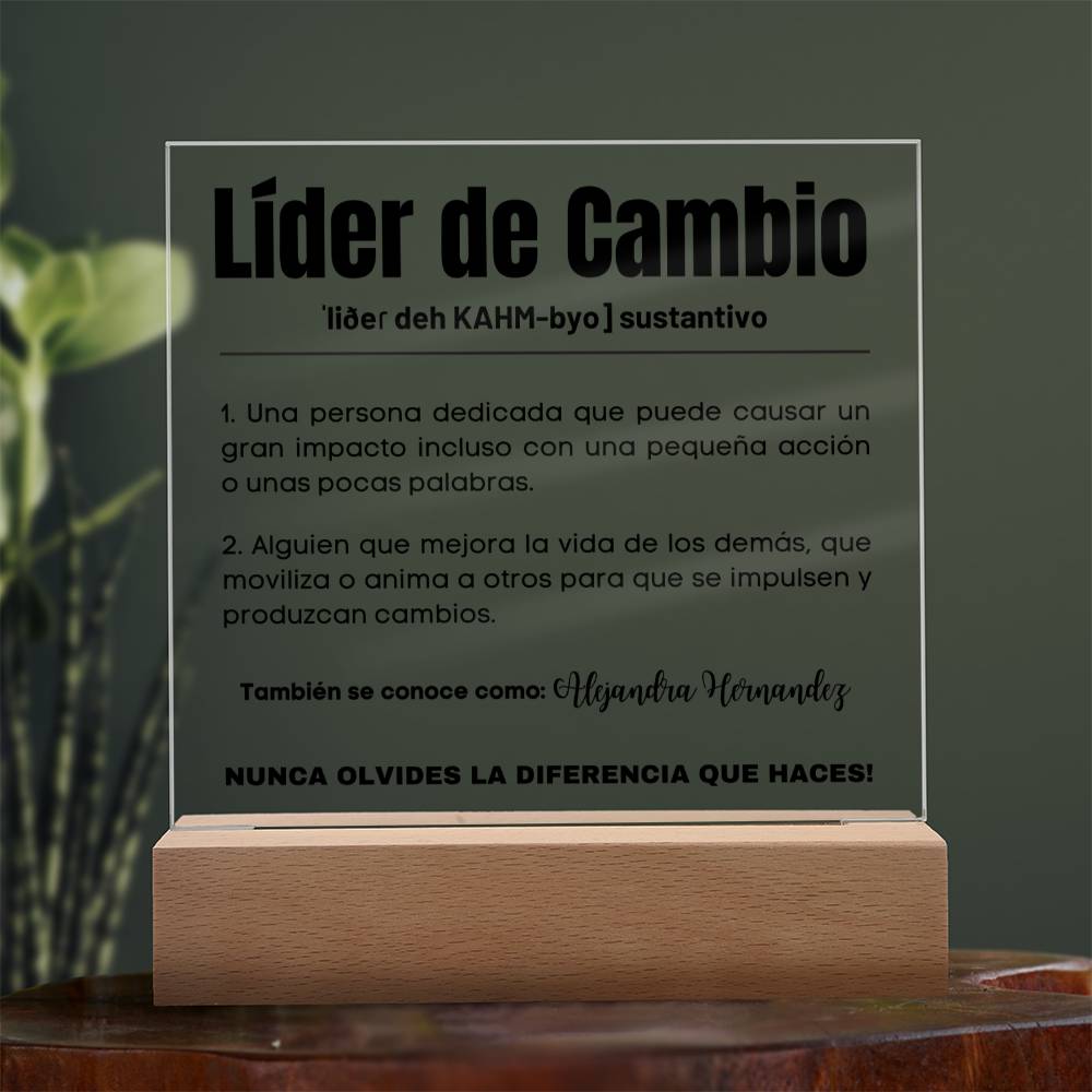 Placa Acrílico Personalizable Líder De Cambio | Compañero, Compañera De Trabajo - SAPSPCW100