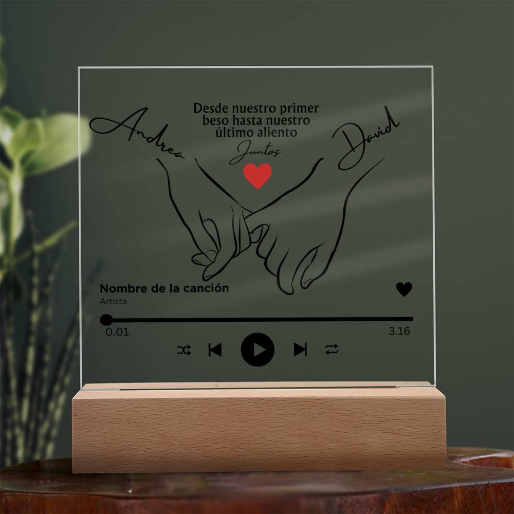 Placa Acrílico Nombres Y Canción Personalizable Juntos Por Siempre - SAPSPSPO101