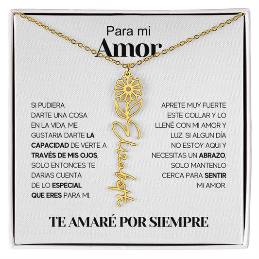 Para Mi Amor Cadena Flor Y Nombre Personalizable | FNNSPSM103