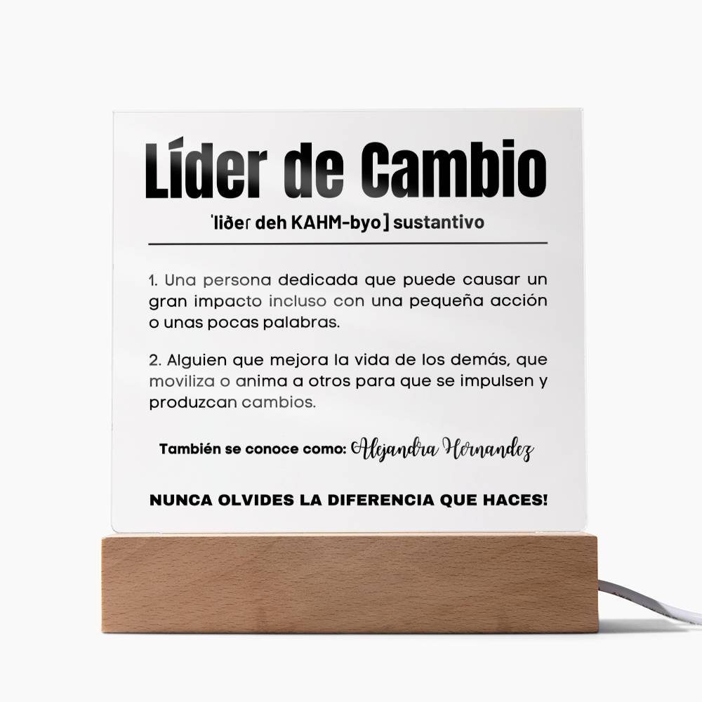 Placa Acrílico Personalizable Líder De Cambio | Compañero, Compañera De Trabajo - SAPSPCW100