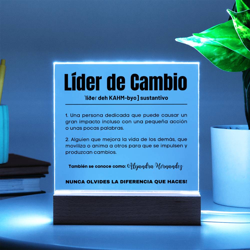 Placa Acrílico Personalizable Líder De Cambio | Compañero, Compañera De Trabajo - SAPSPCW100